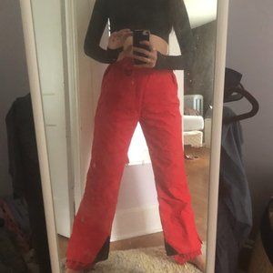 Red ski pants small